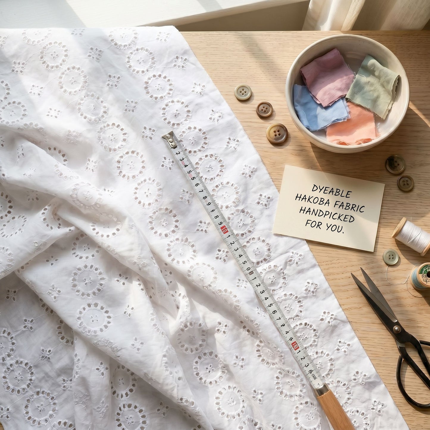 Dyeable Schiffli Hakoba Indie Fabric