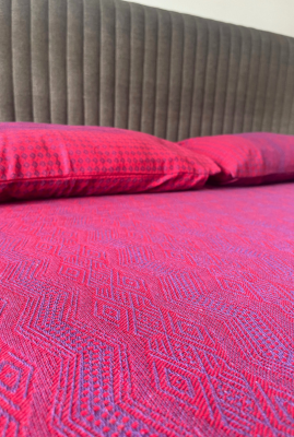 Pink Handloom Bed Cover With Pillow Covers