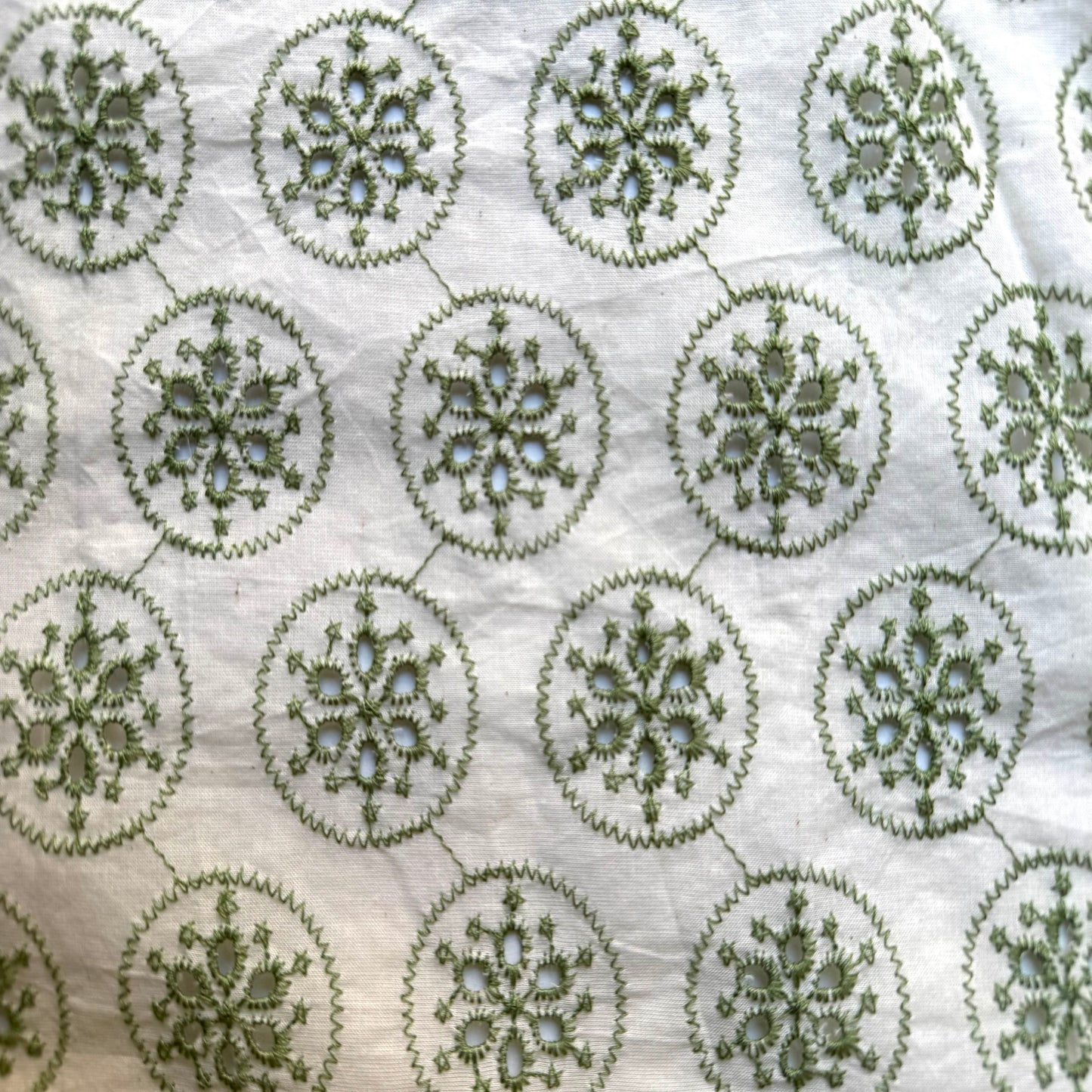 Bottle Green On White Hakoba Fabric