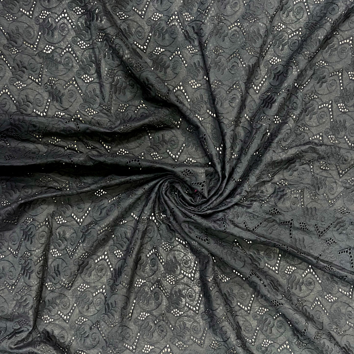 Luxe Black Dense Eyelet Hakoba Fabric