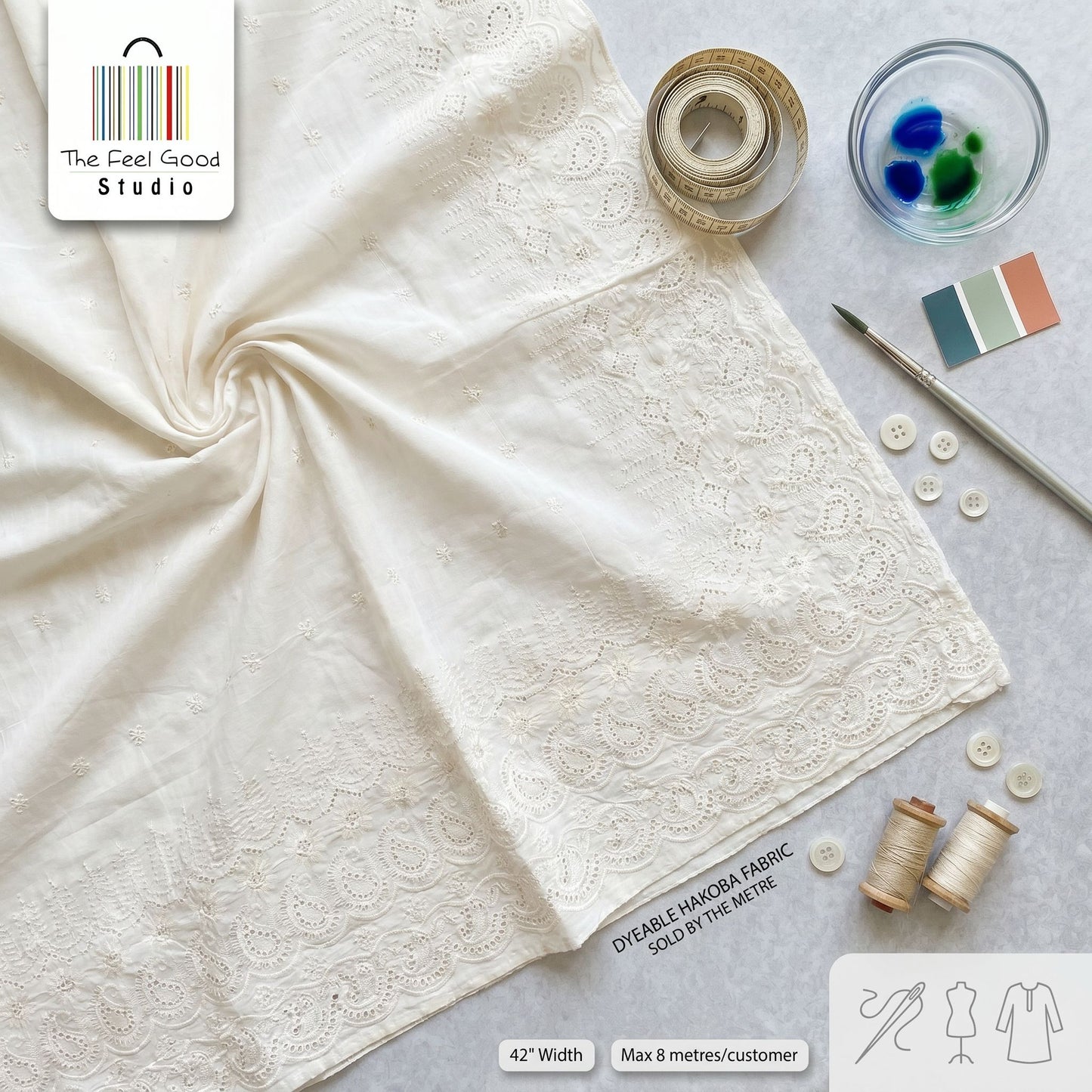 Dyeable Mughal Hakoba Eyelet Fabric