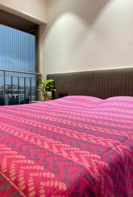 pink turquoise doubled bedcover