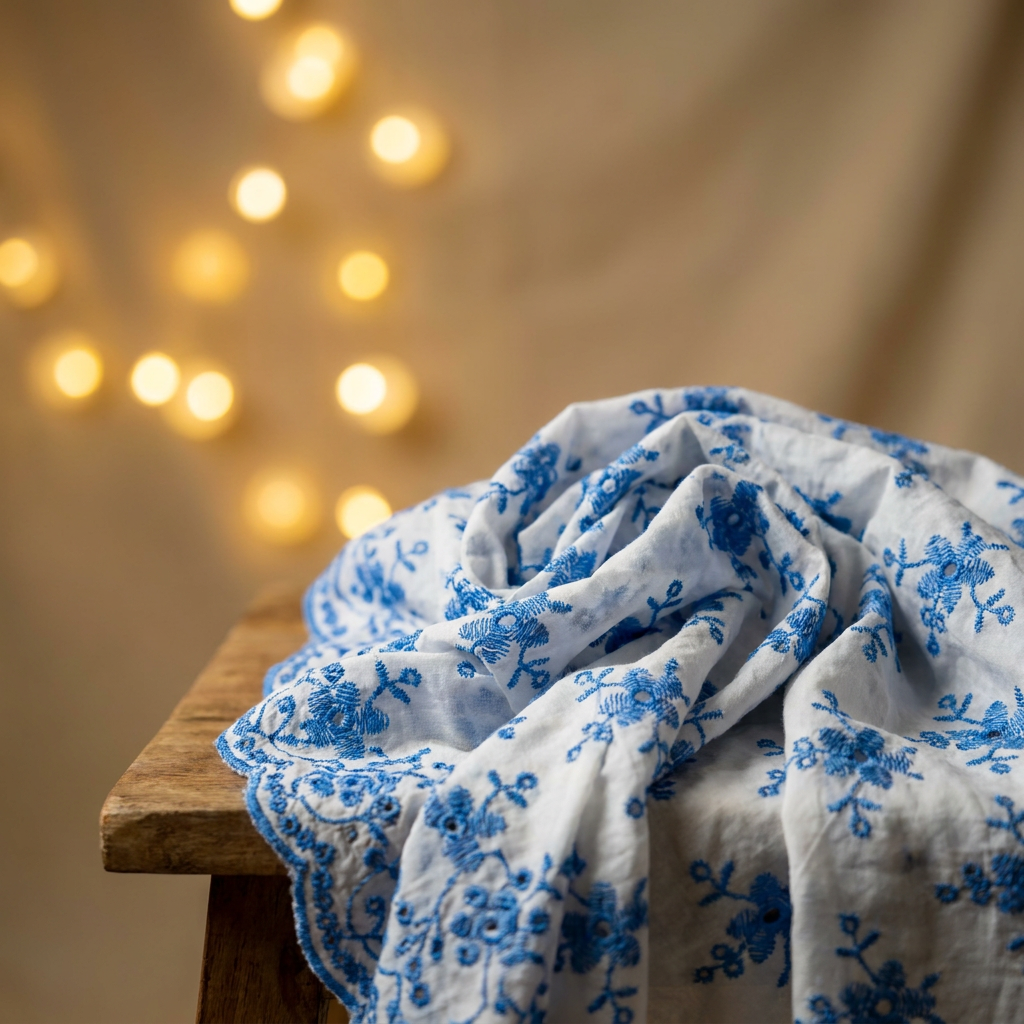 Blue Printed Hakoba Fabric