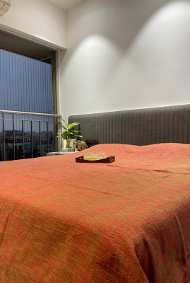 rust double bedcover in handloom cotton india