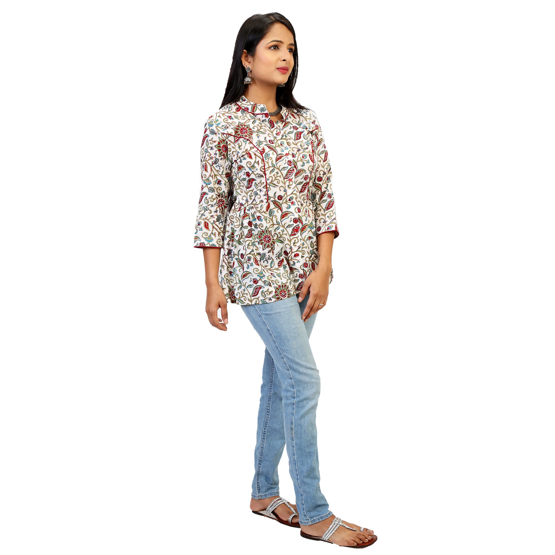 summery cotton floral top for women online