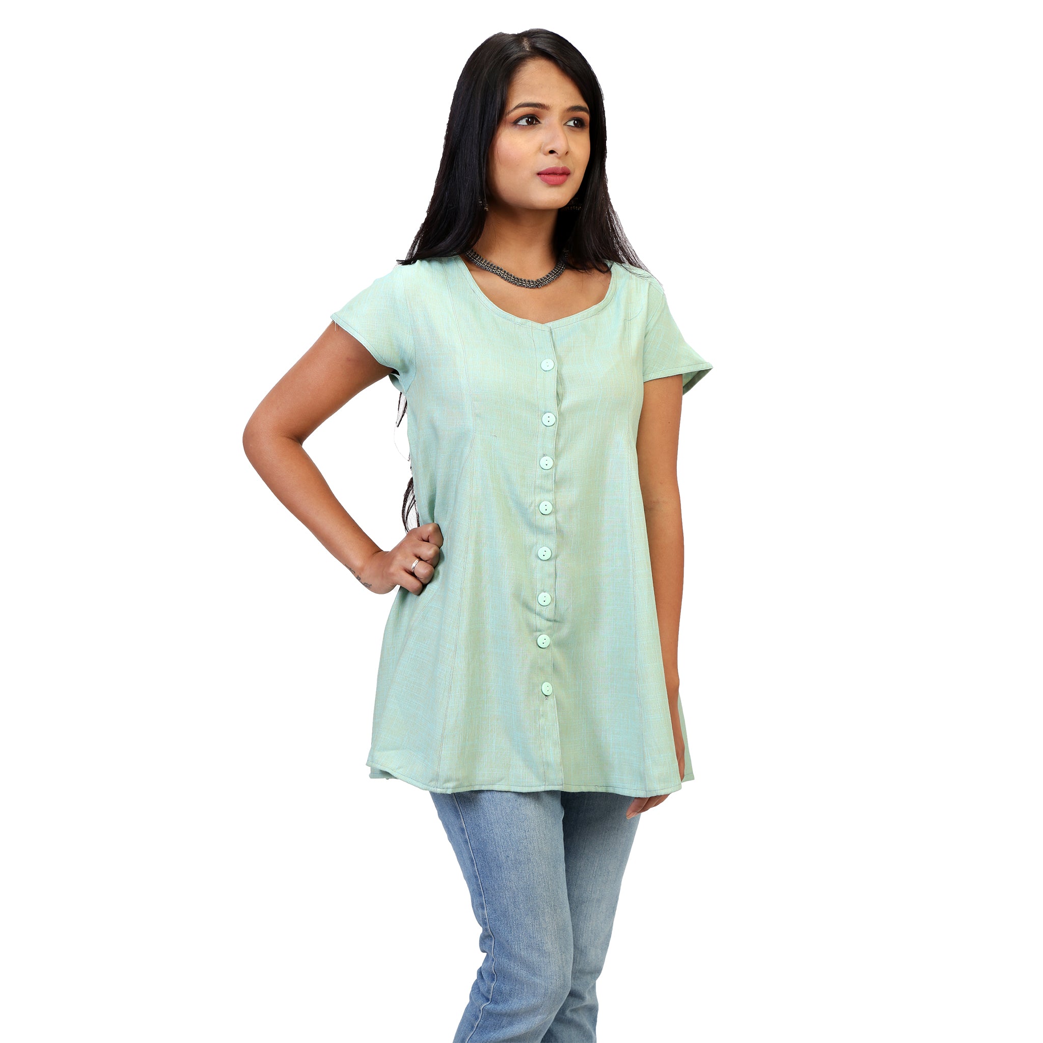 plain relaxed fit long tops for women