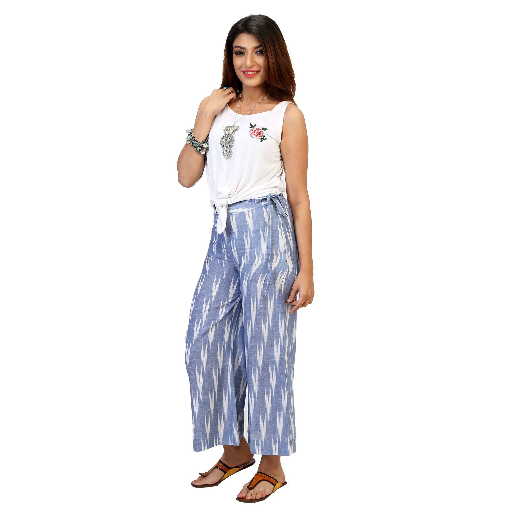 Buy Green Floral Kali Palazzo Pants Online At Best Price - Sassafras.in