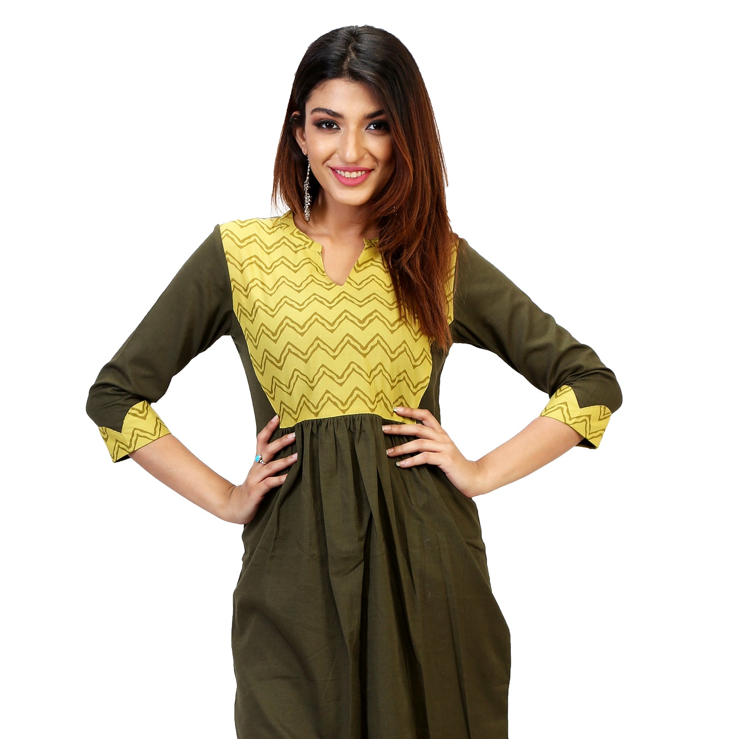 Trendy Mehendi Green Suit Set With Lime Palazzos