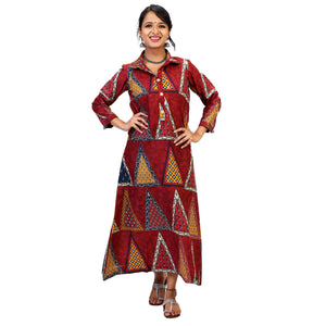 bagru print long dress for women online