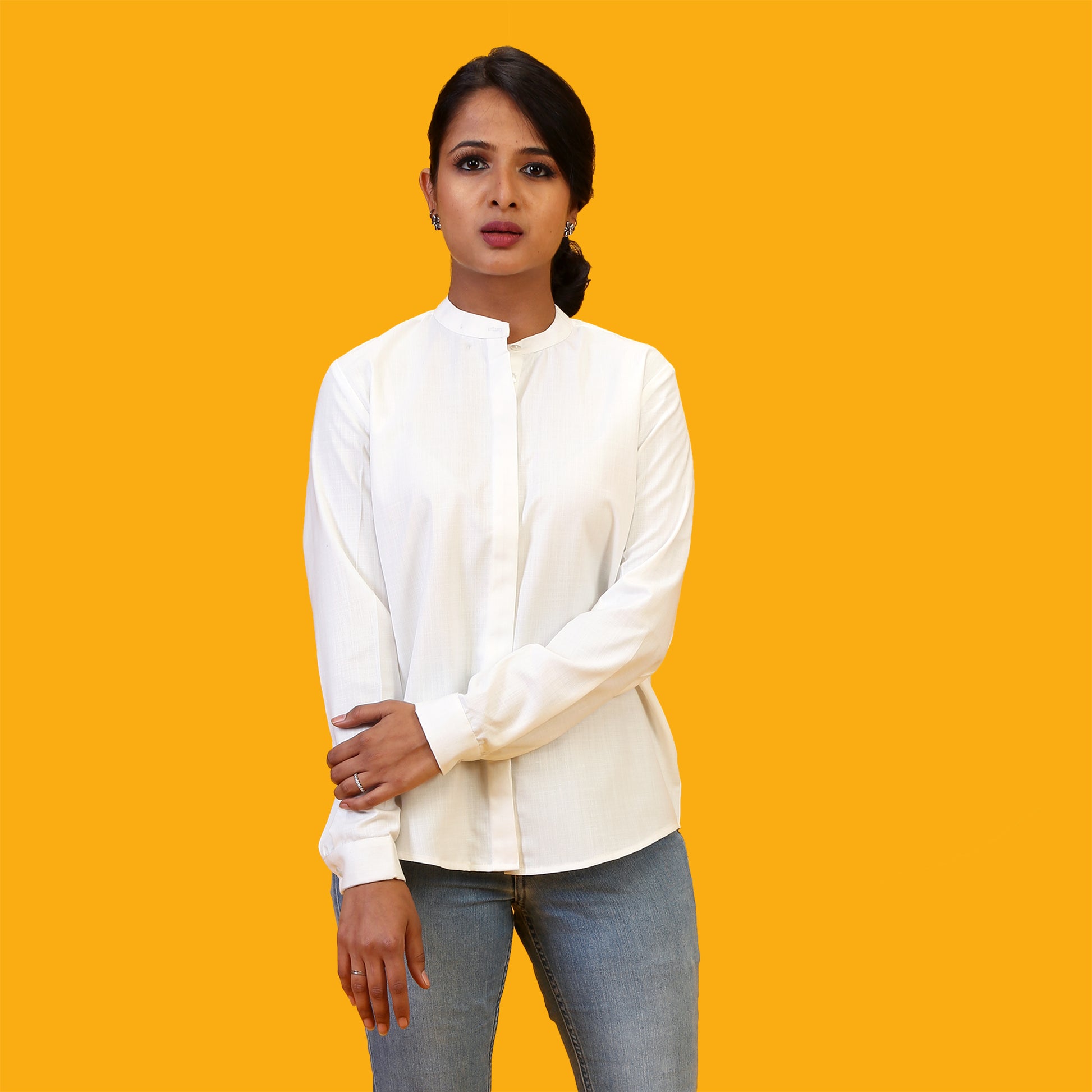 plain white formal shirt for women online