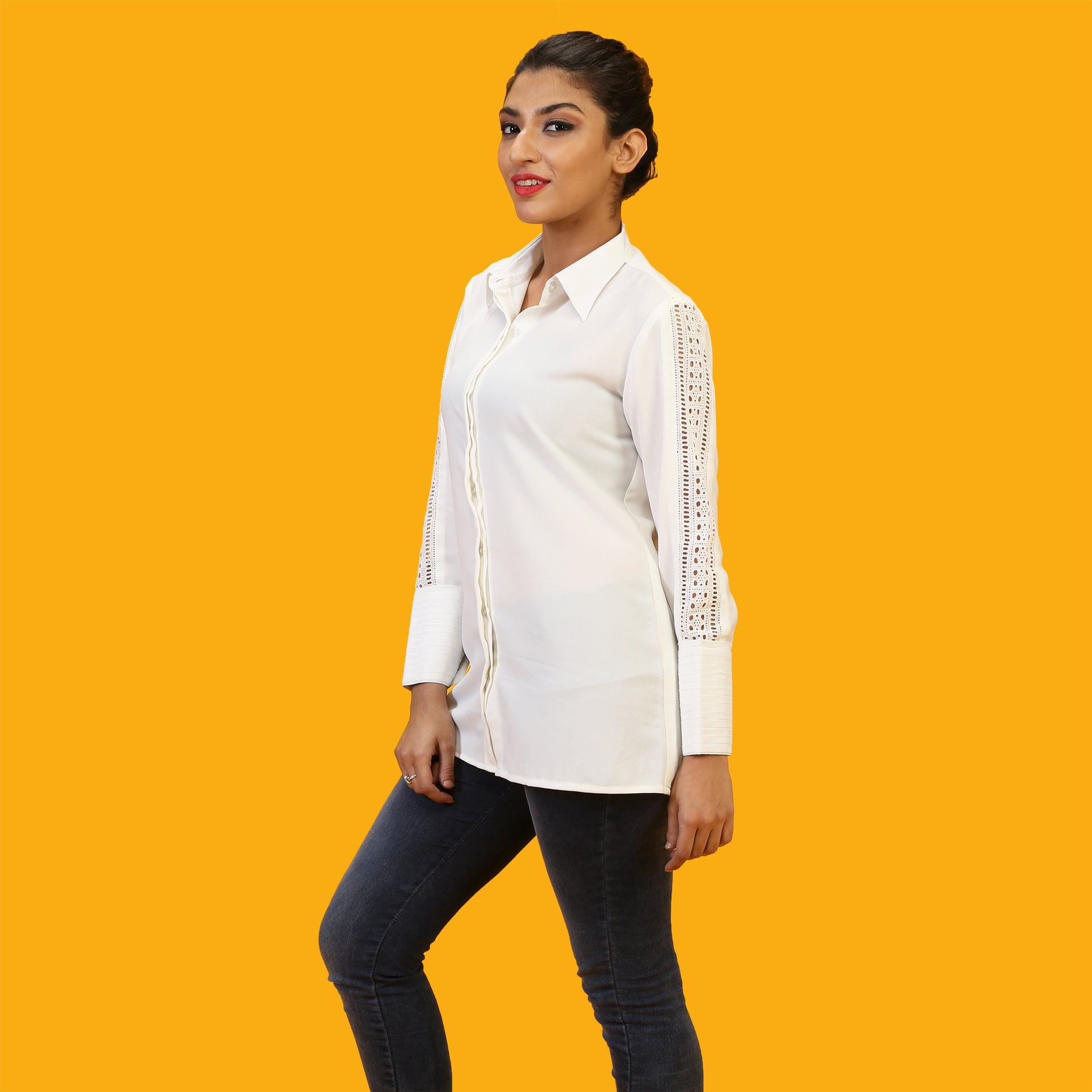 trendy white formal shirt for women online