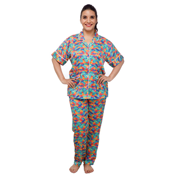 Fish-print-women's-satin-night-suit-set-online