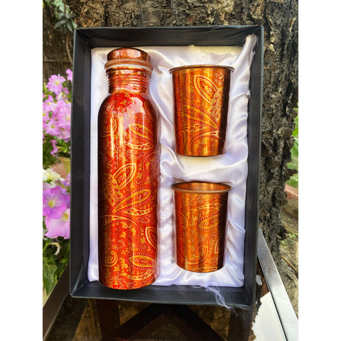 Traditional Copper Bottle & Glass Gift Set