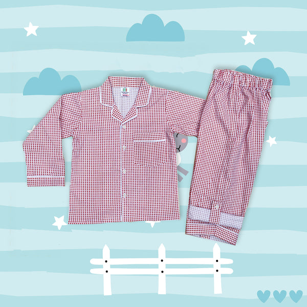 Classic Checks Boys Cotton Night Suit