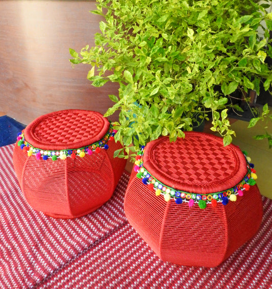 red-bamboo-pouffe-online-india