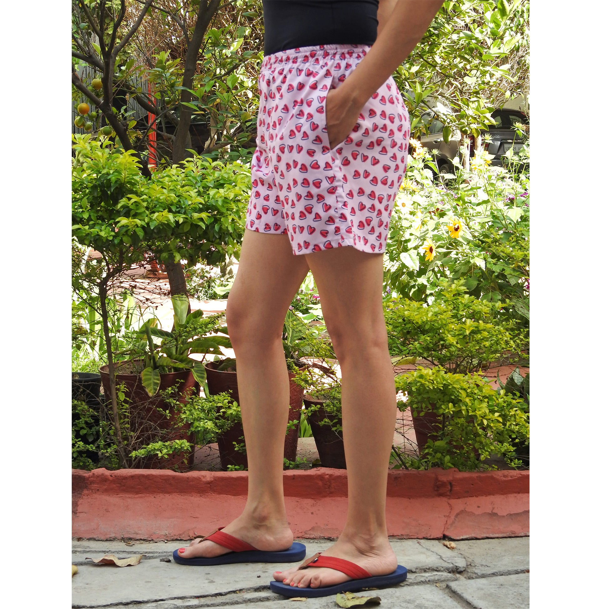 heart printed boxer shorts with pockets online