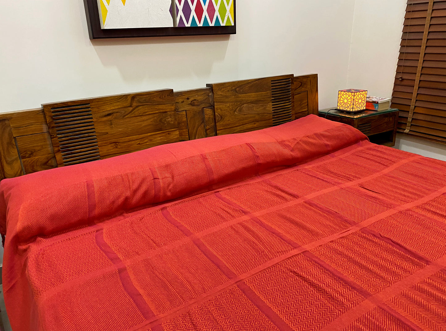 Red & Orange Woven Bed Cover