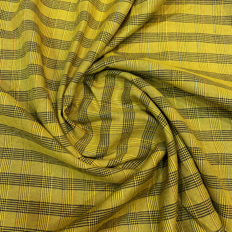Olive Green Checkered Ultra Soft Cotton Fabric