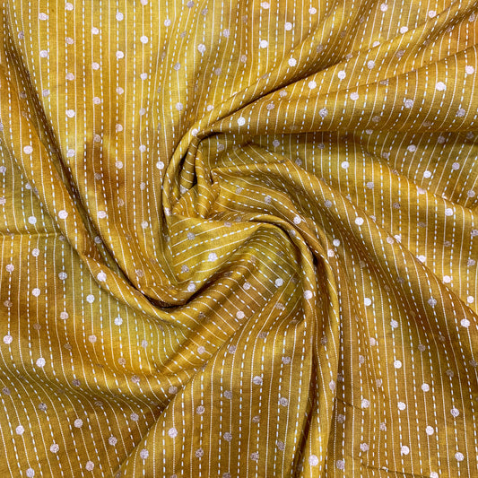 mustard-colour-premium-kantha-work-cotton-fabric-online