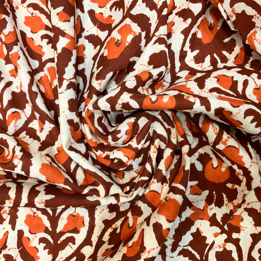 Maroon & Rust Floral Cotton Print