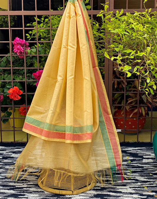 yellow-dupatta-with-colourful-border-for-every-day-wear-online