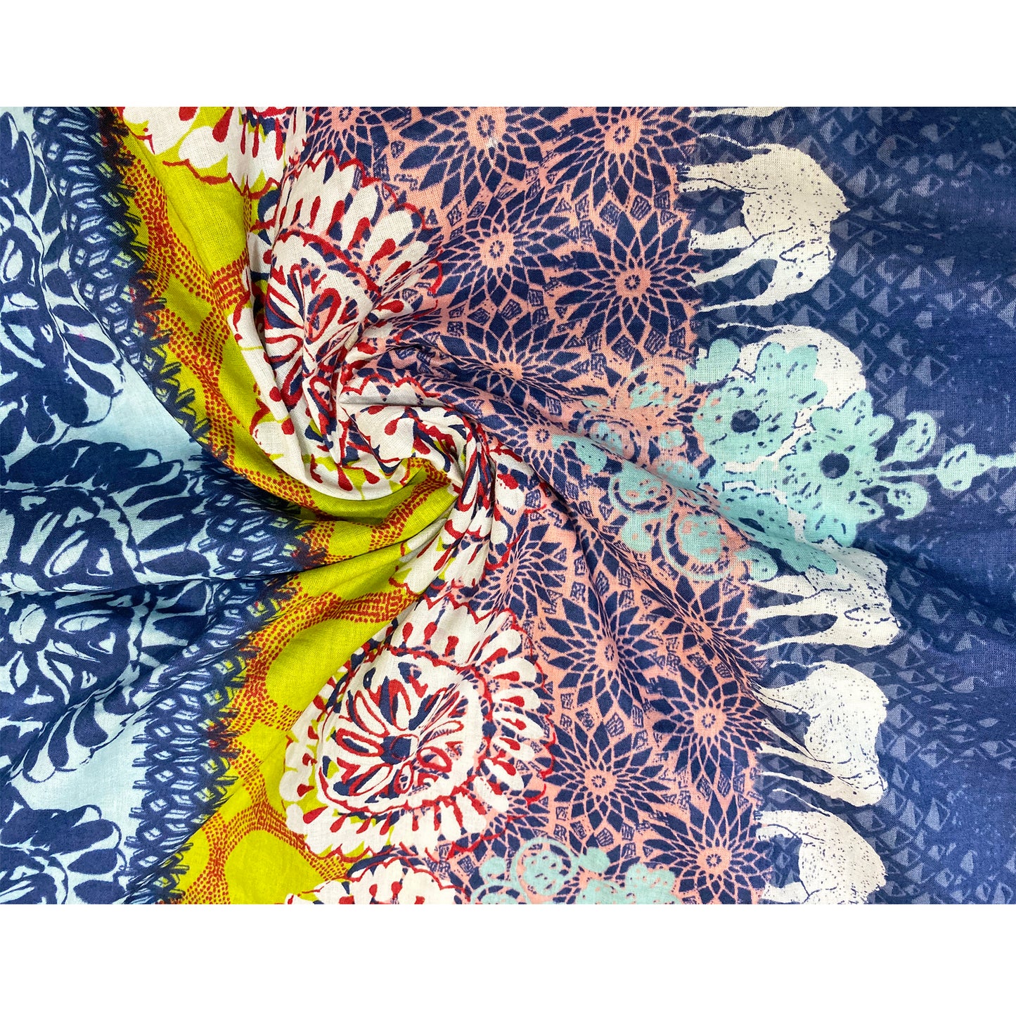 Printed Cotton Fabric With Elephant Border