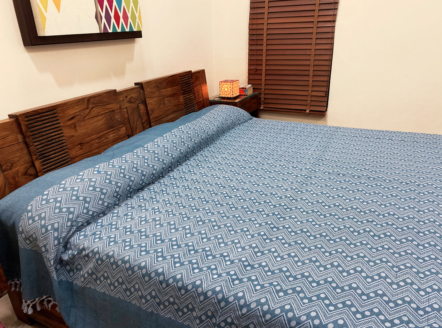 blue pattern unique handloom bed linen