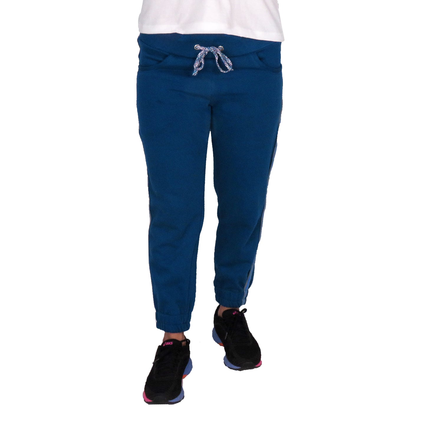 Blue Fleece Lower With Side Stripe & Pockets