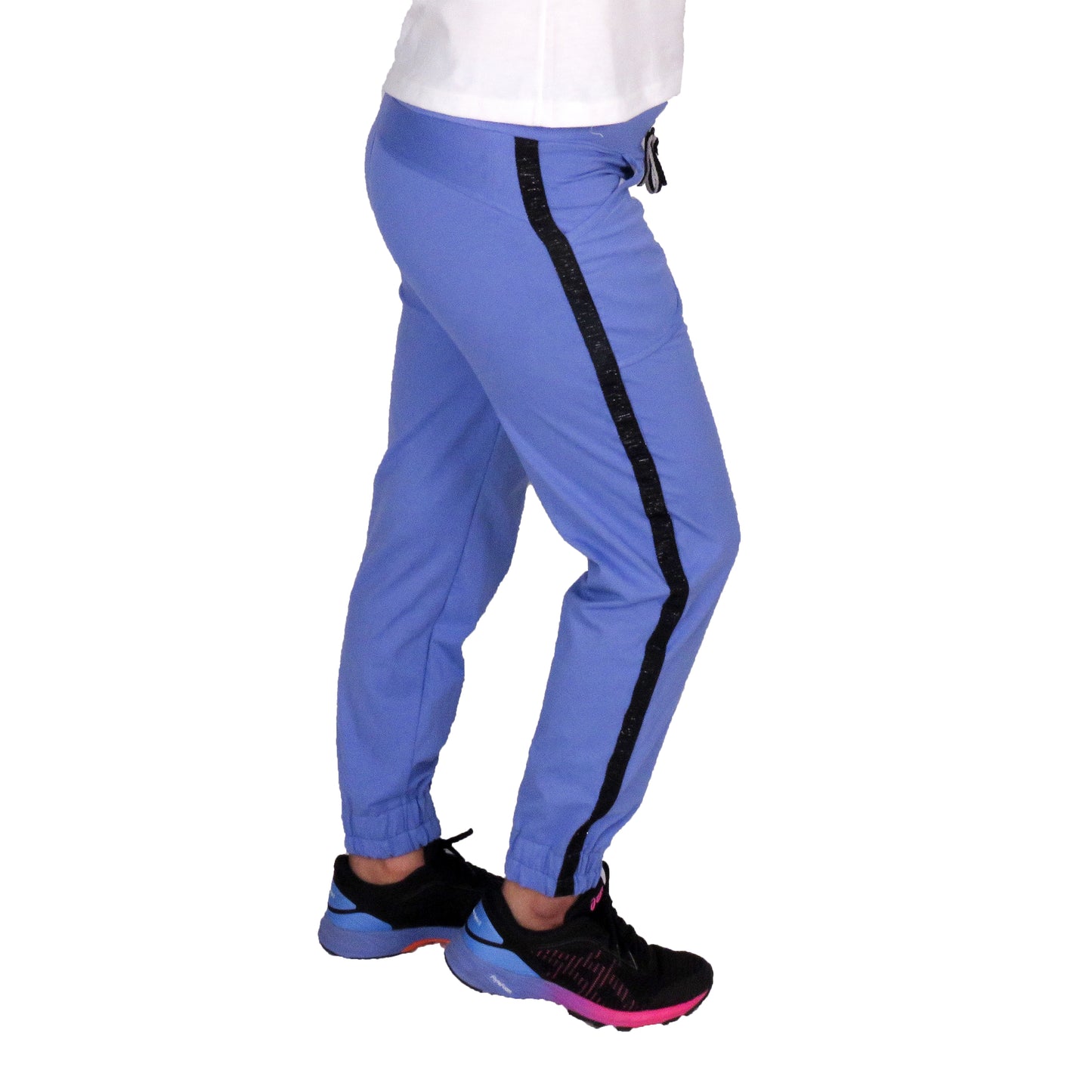 Purple Joggers With Side Stripe & Pockets