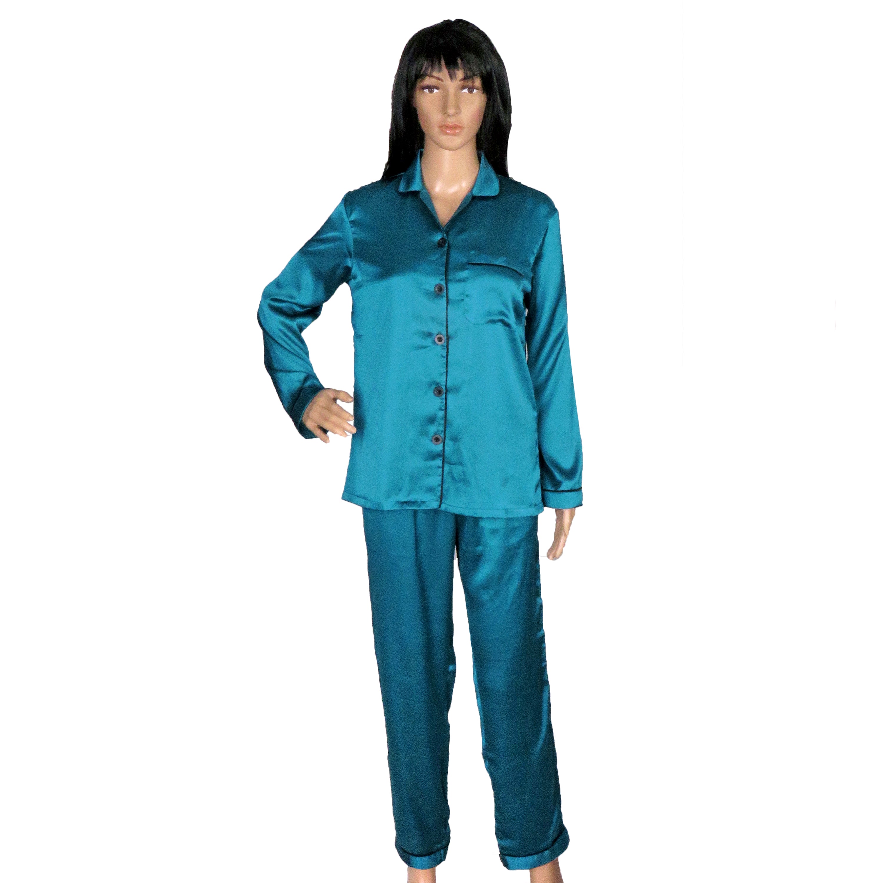 Teal satin online pajamas