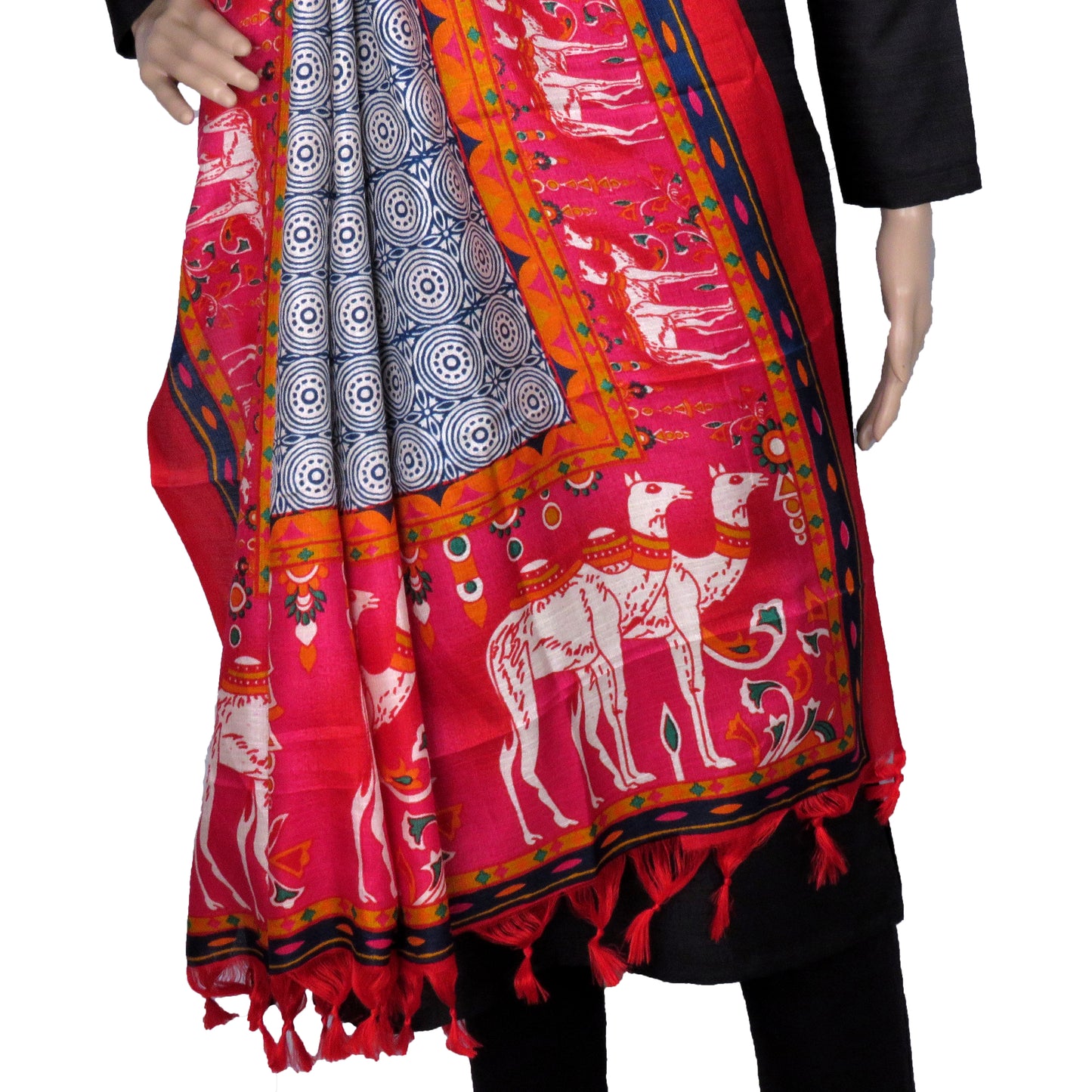 indigo blue and red border dupatta online