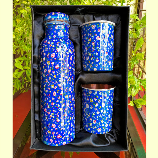 Raindrops Copper Bottle & Glass Set