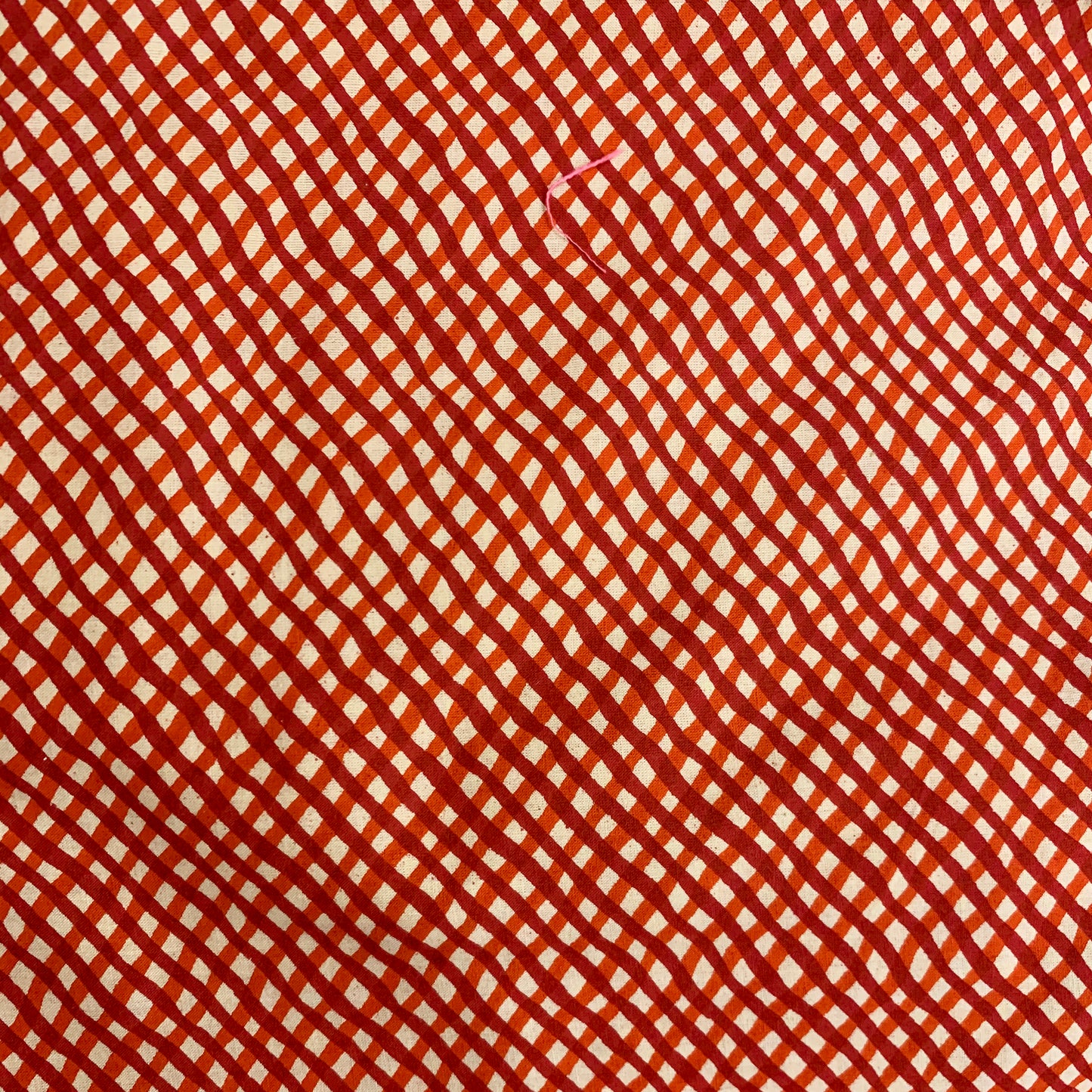 Summery Rust & Orange Checks Cotton Fabric
