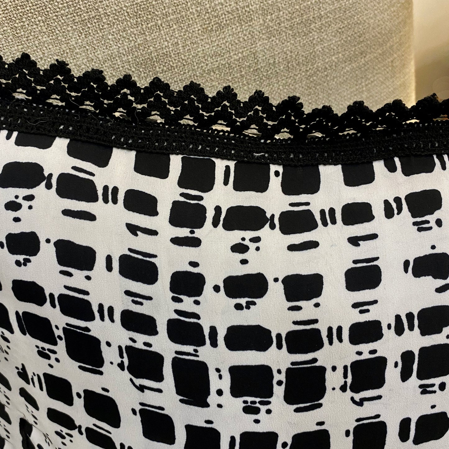 Black & White Cushion Cover With Lacework
