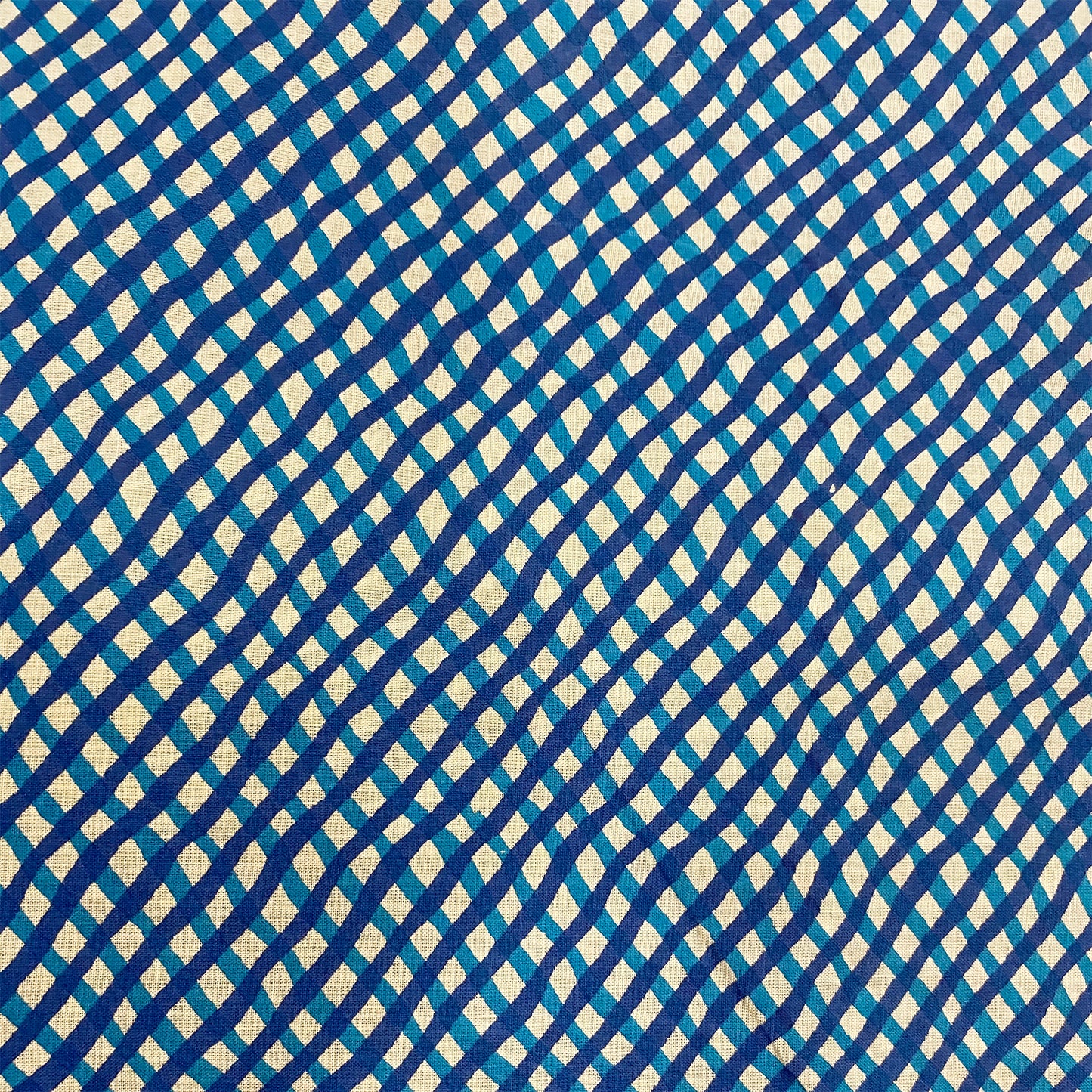 Blue & White Checks Cotton Fabric