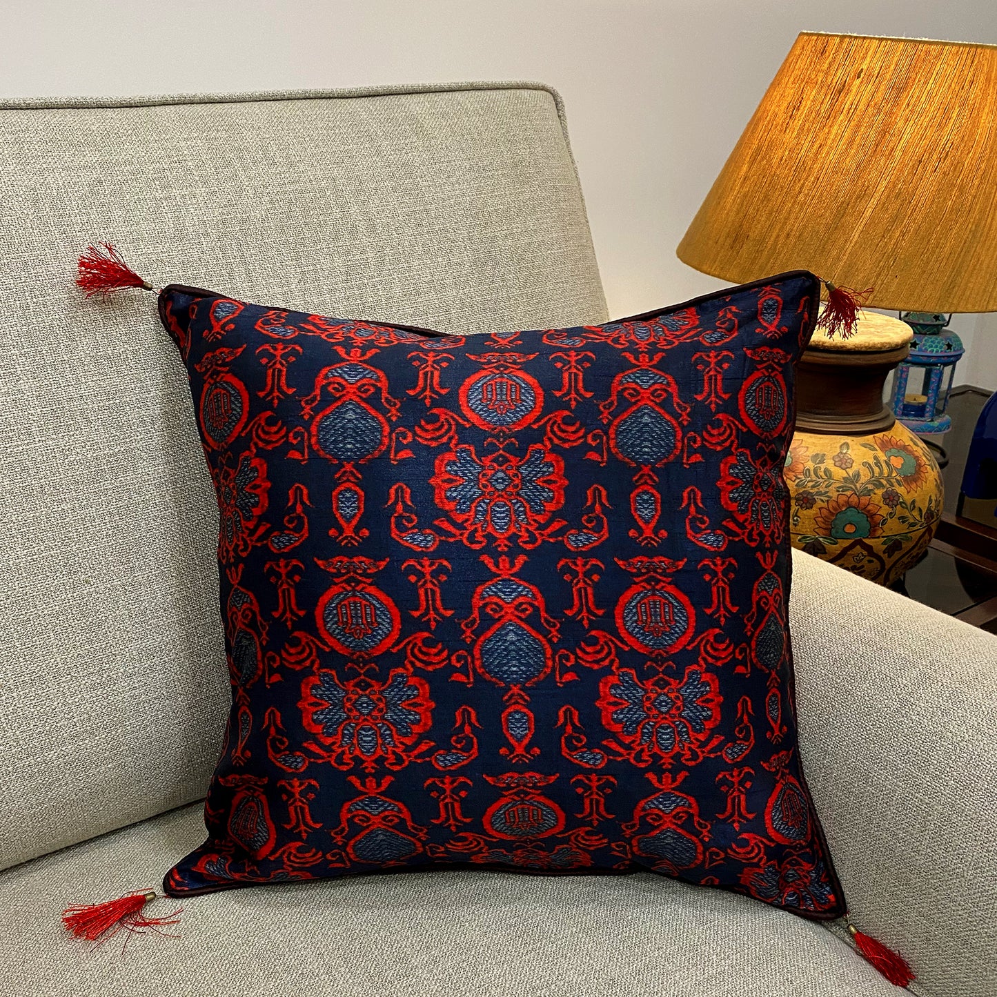 tussar-silk-cushion-cover-red-online