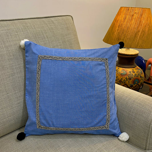 Slate Blue With Lacework Cushion Cover