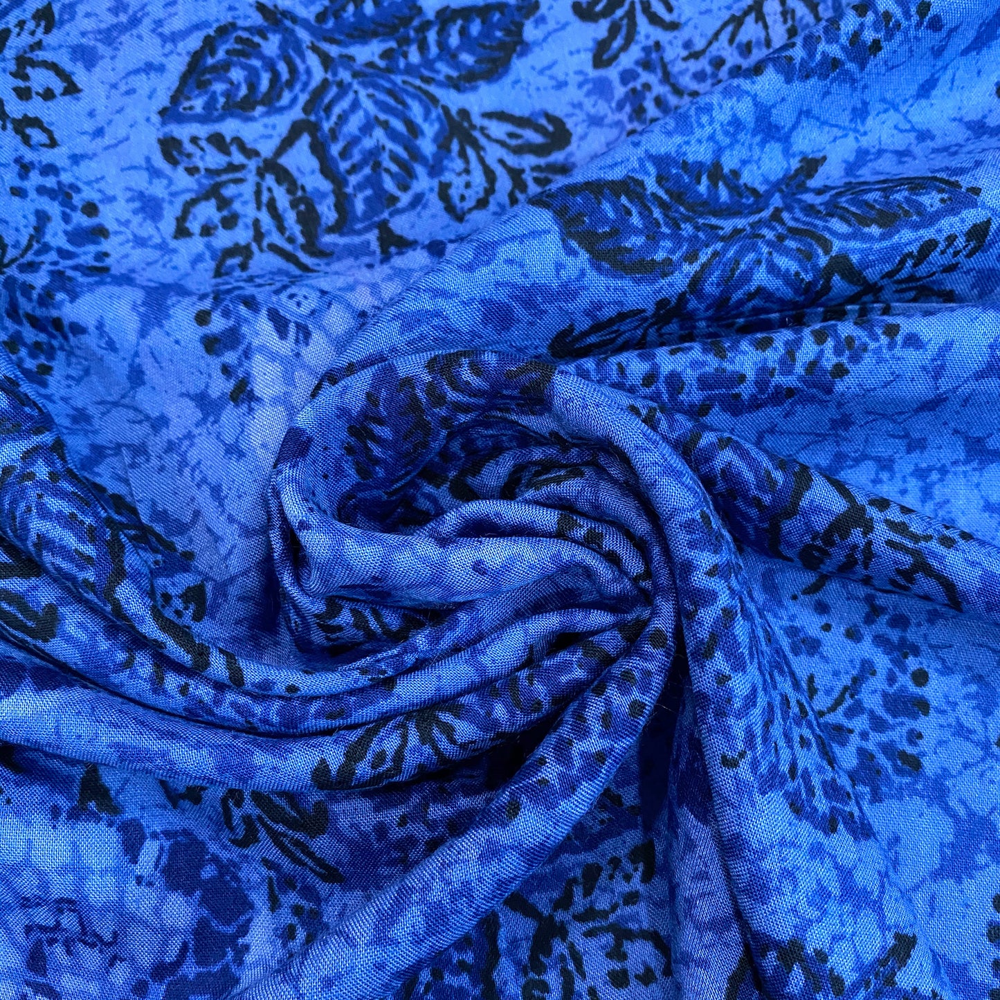 Mineral Blue Printed Rayon Fabric