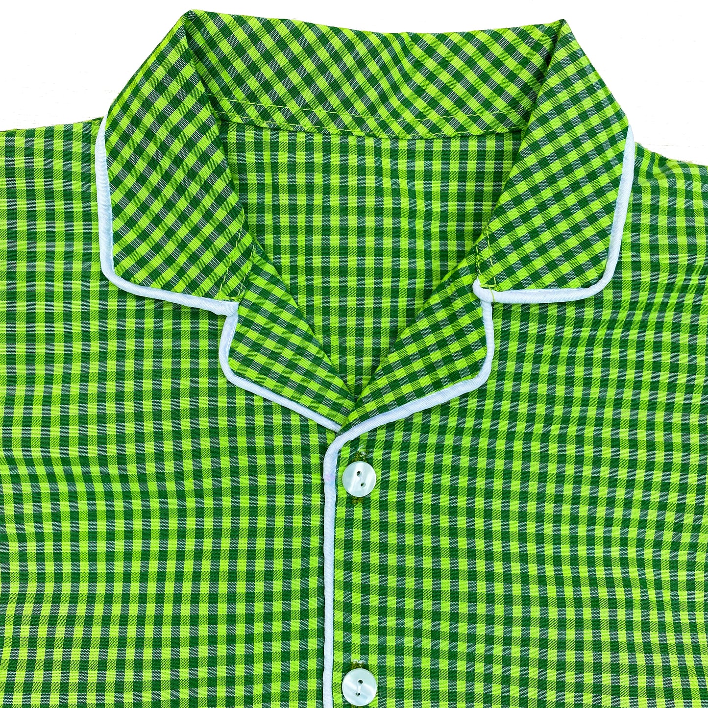 Green Checkered Girls Cotton Night Suit