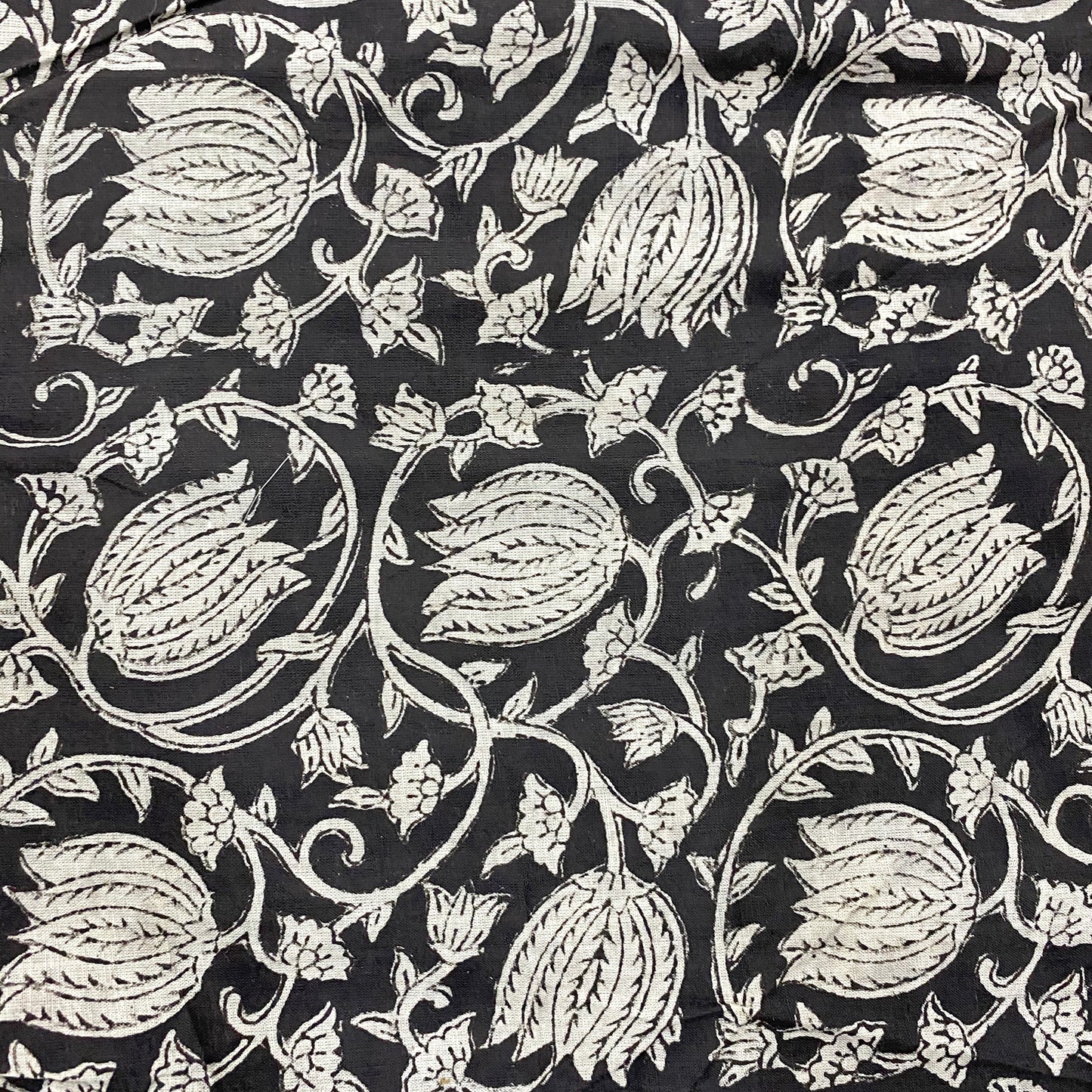 Black Lotus Indie Print Cotton Fabric