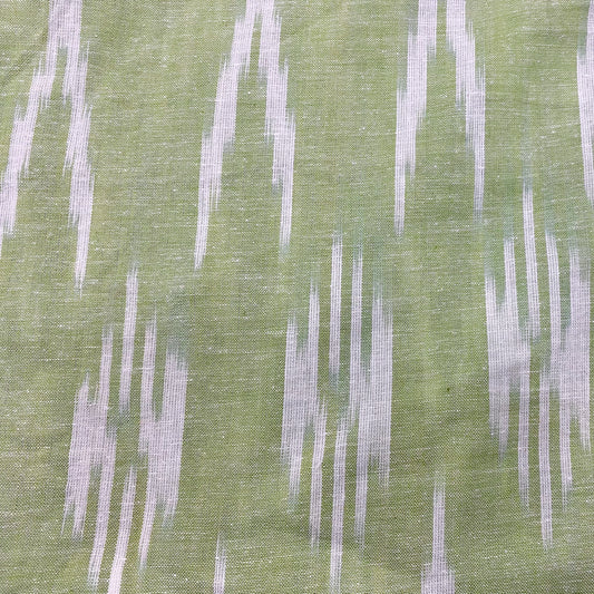 Pale Green Ikat Print Cotton Fabric