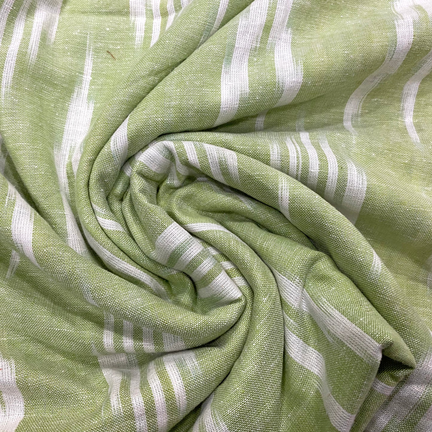 Pale Green Ikat Print Cotton Fabric