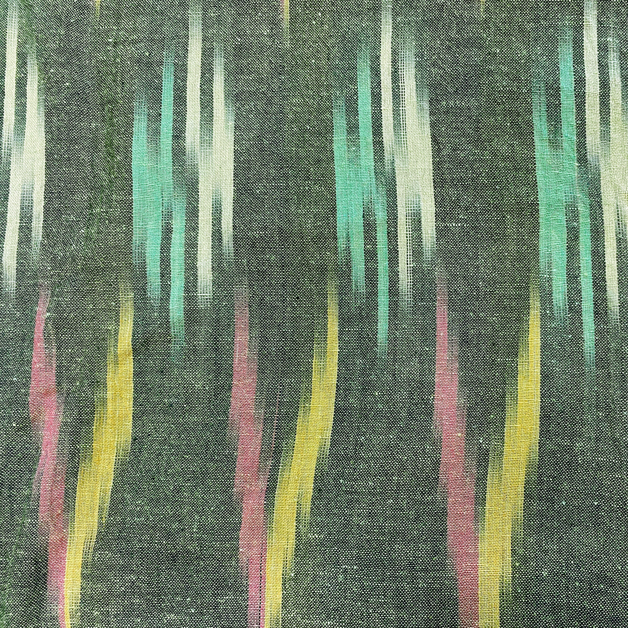 Bottle Green Hued Ikat Cotton Fabric