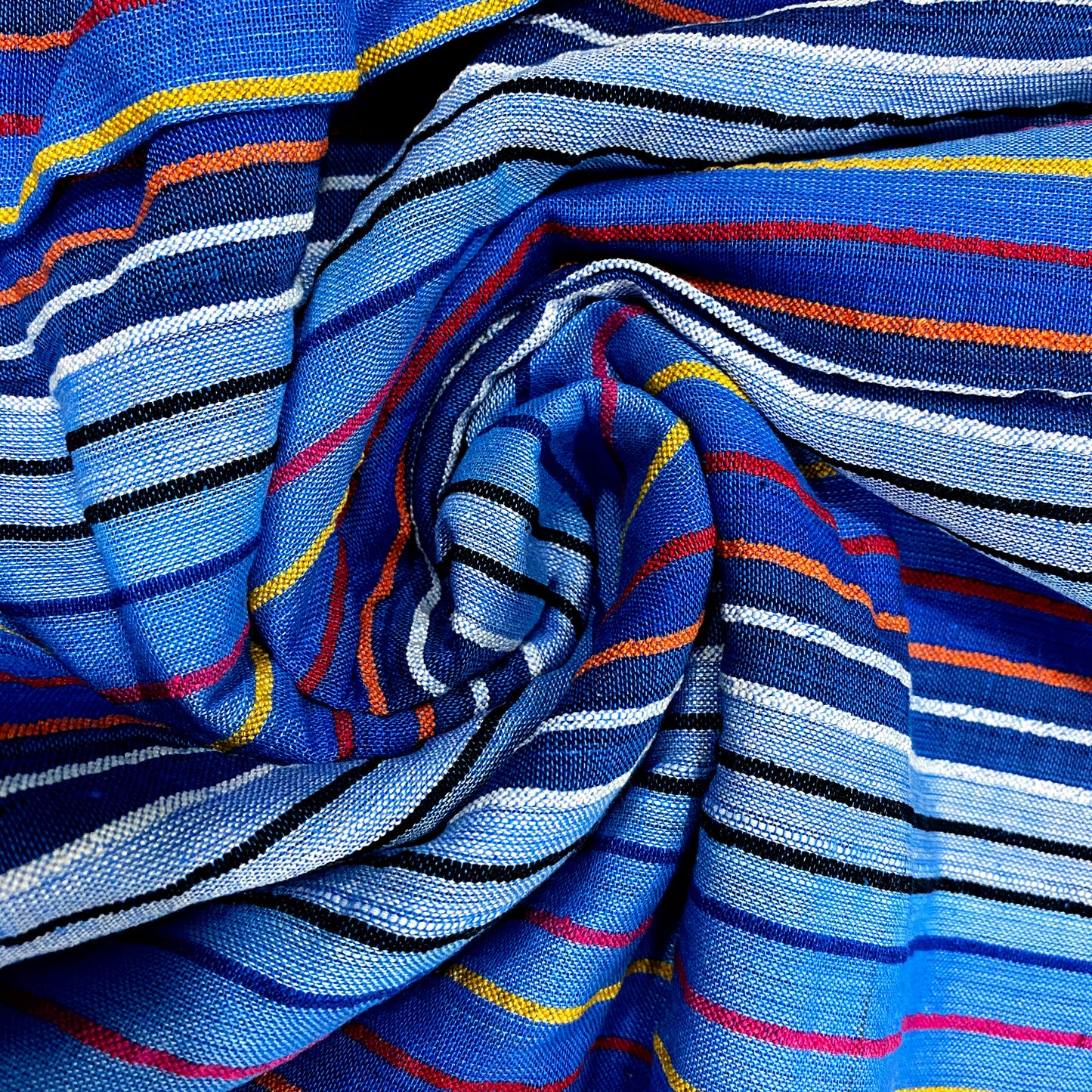 Blue Colourful Thin Stripes Cotton Fabric
