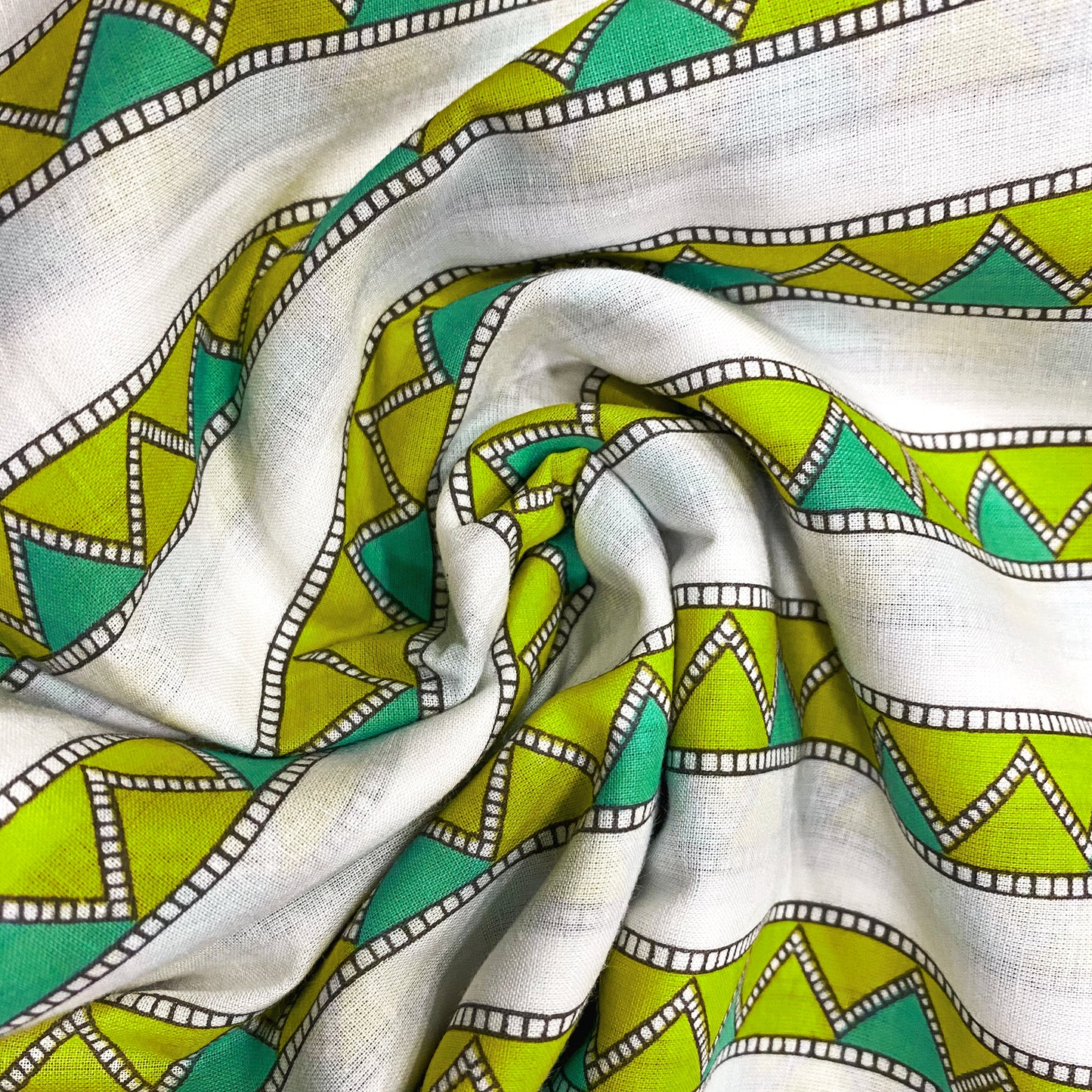 Summer Green Geometric Print Cotton Fabric