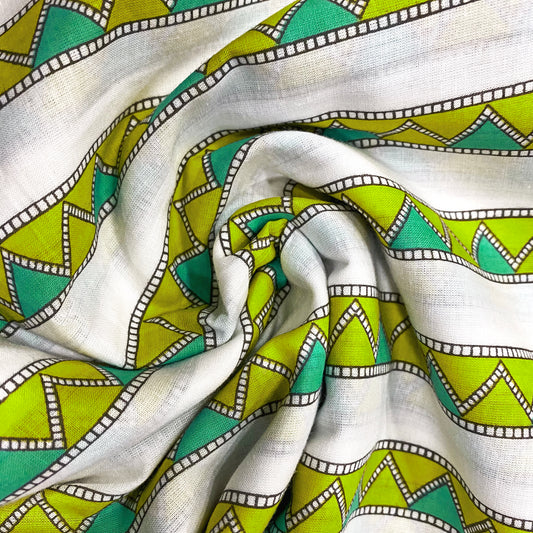 Summer Green Geometric Print Cotton Fabric