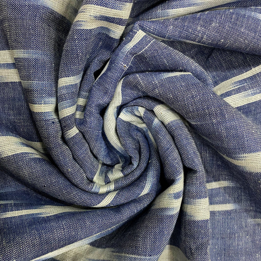 Blue & White Ikat Cotton Fabric