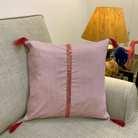 Mauve Checkered Cushion Cover