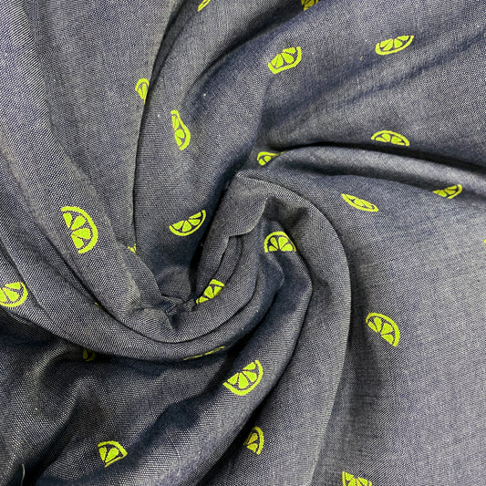 Citrus Slice Chambray Cotton Fabric