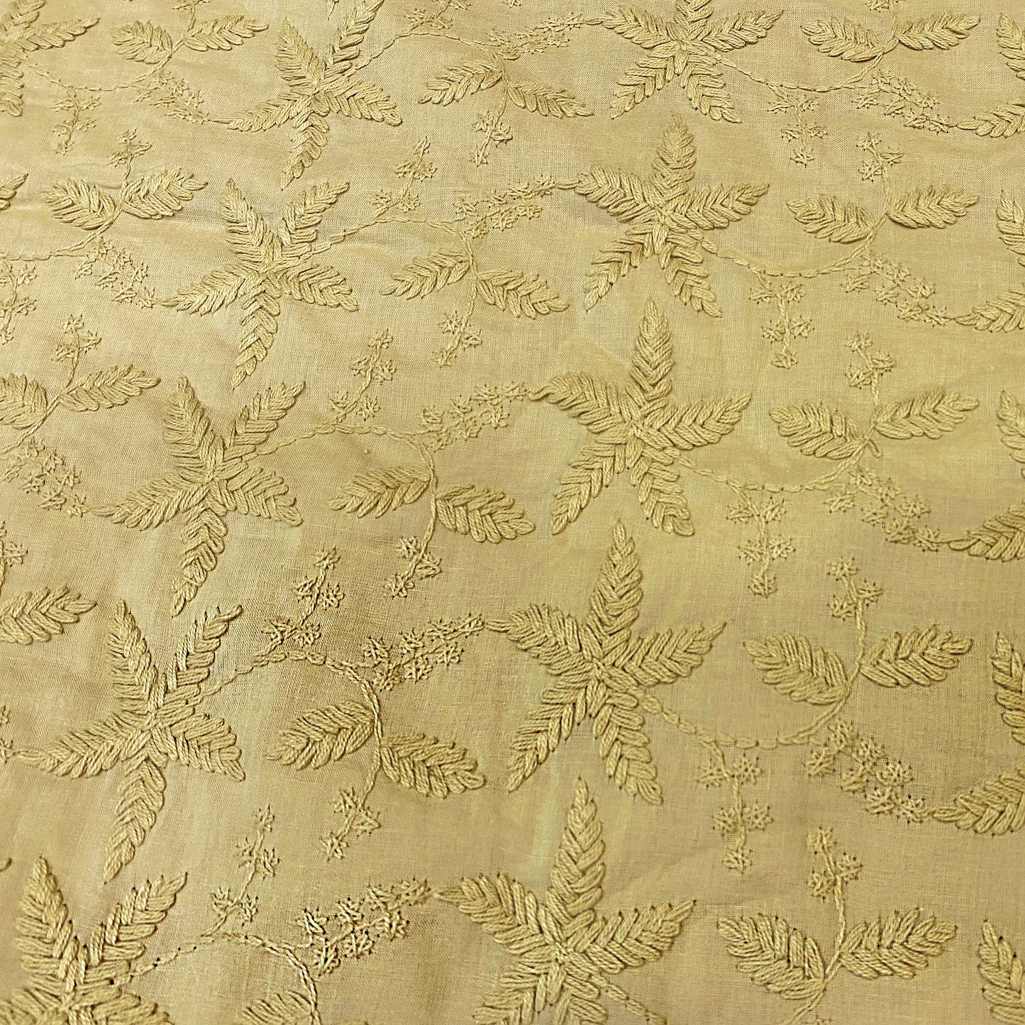 Mustard Embroidered Cotton Fabric